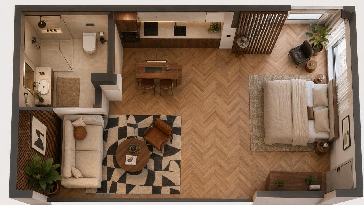 Студия 28 м² — интерьер 3